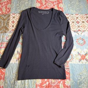 Balenciaga Black Long Sleeve Scoop Neck Tee small